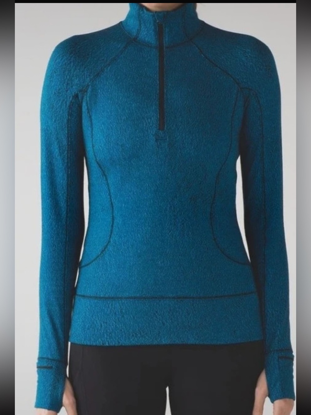 Lululemon Women's Teal Half-Zip Long-Sleeve Performance Top